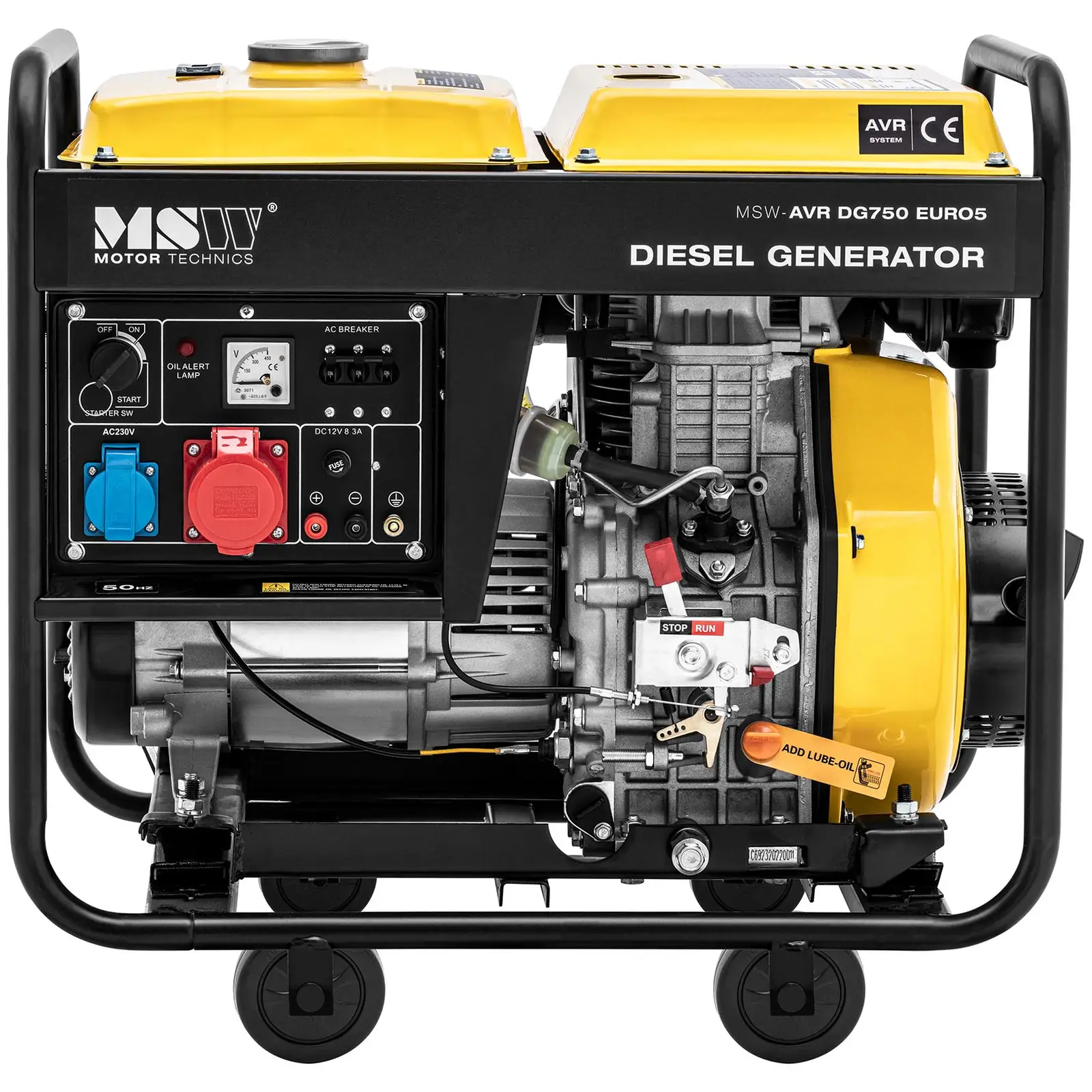 Diesel Generator - 1650 / 4600 W - 12,5 l - 230/400 V - mobilni - AVR - Euro 5